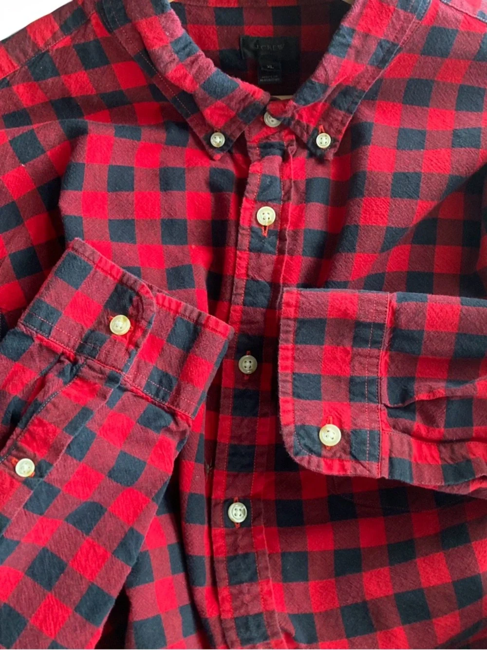 J. Crew Red & Black Buffalo Check Button-Down Slim Fit Shirt